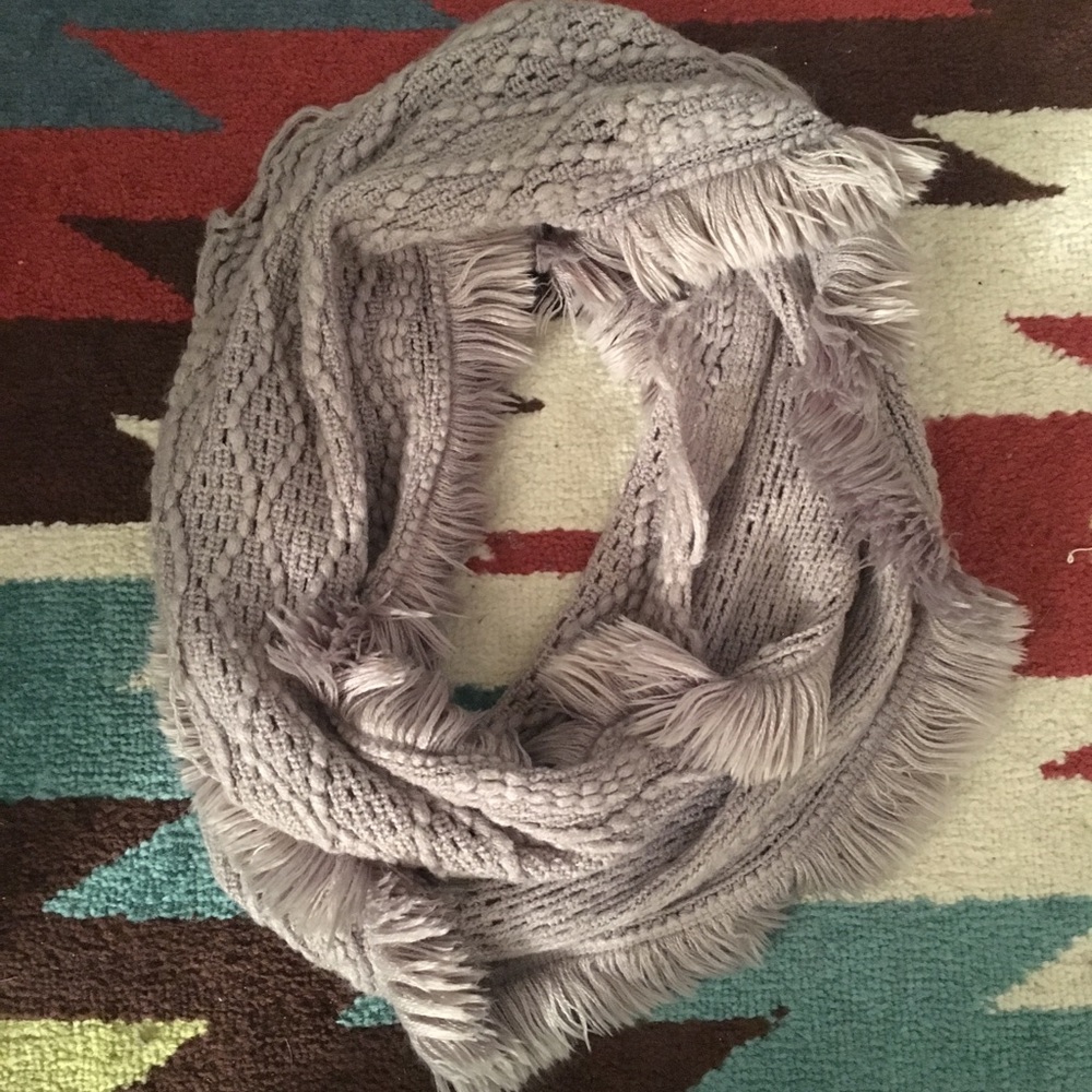 Gray Knit Infinity Scarf